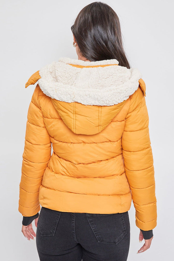 Jacket Puffer With Sherpa Fur Hoodie