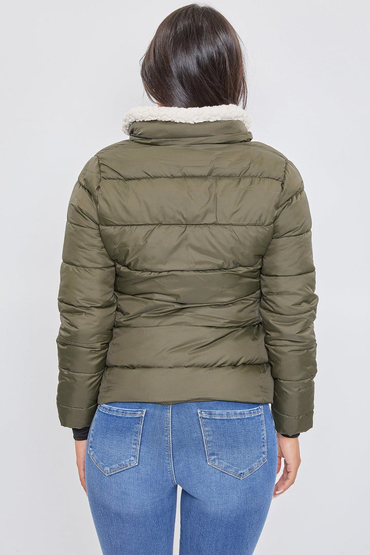 Jacket Puffer With Sherpa Fur Hoodie