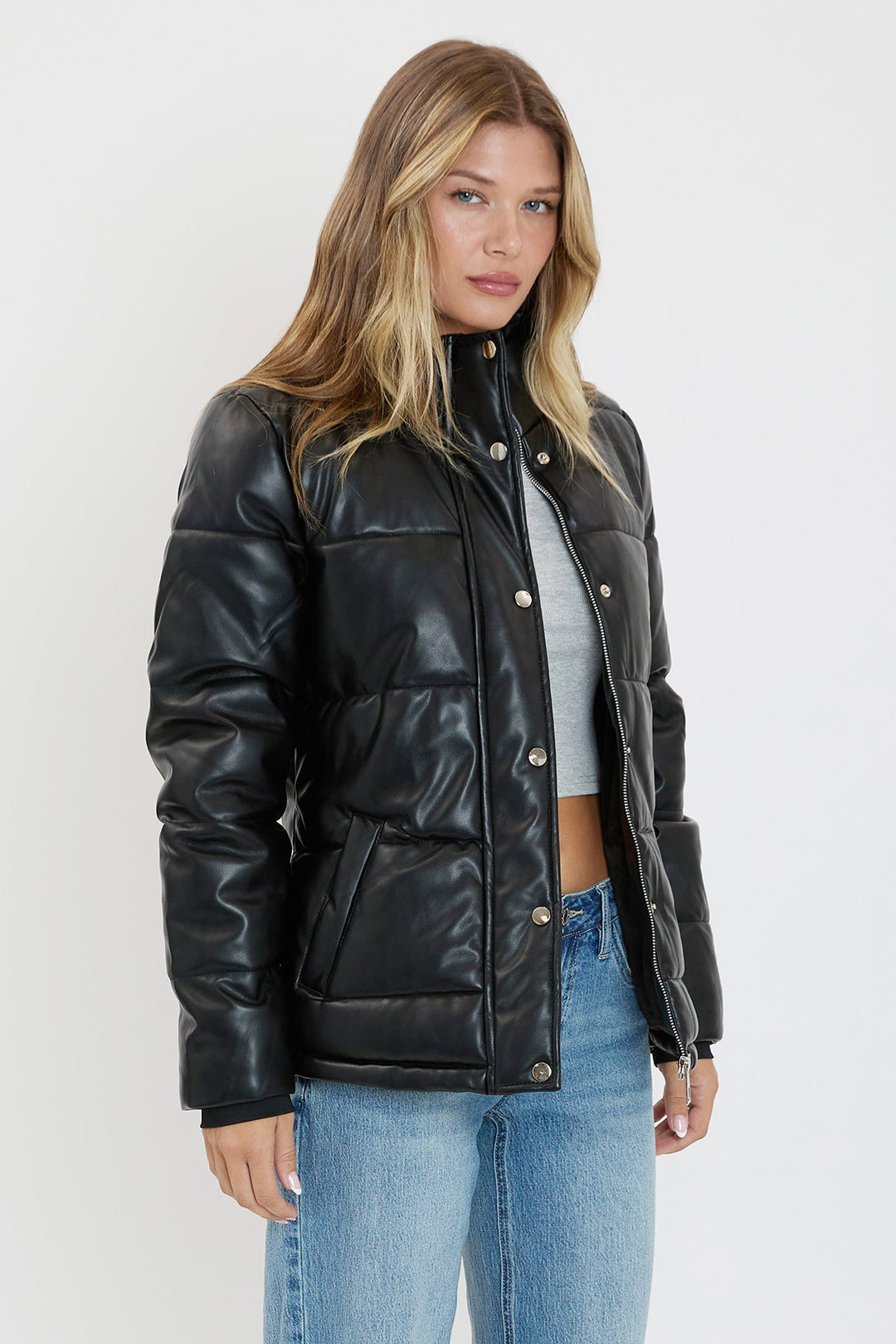 Pleather Puffy Jacket