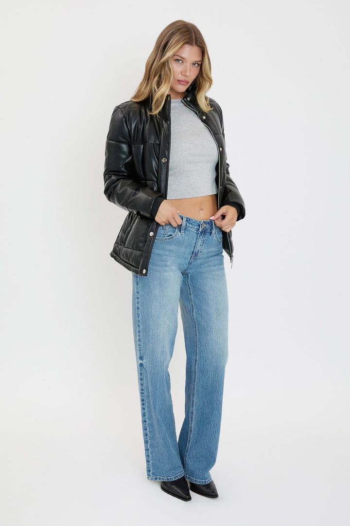 Pleather Puffy Jacket