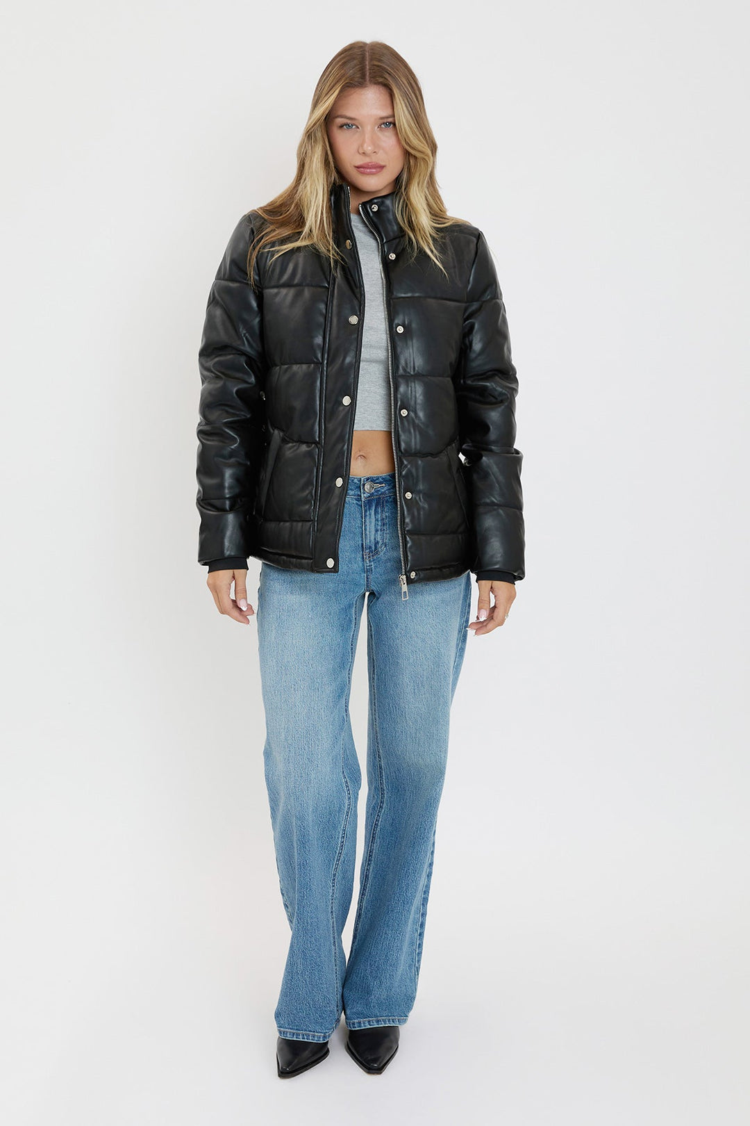 Pleather Puffy Jacket