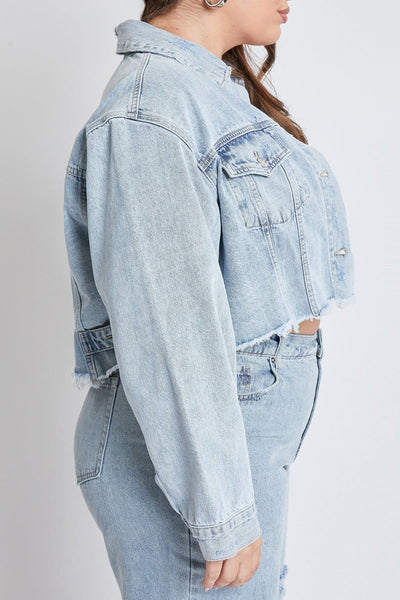 Women's Plus Cropped Denim Jacket