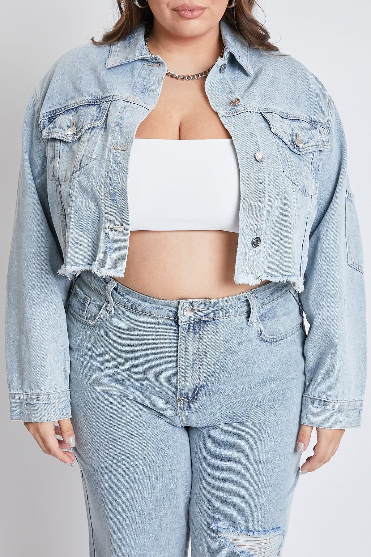 Women's Plus Cropped Denim Jacket