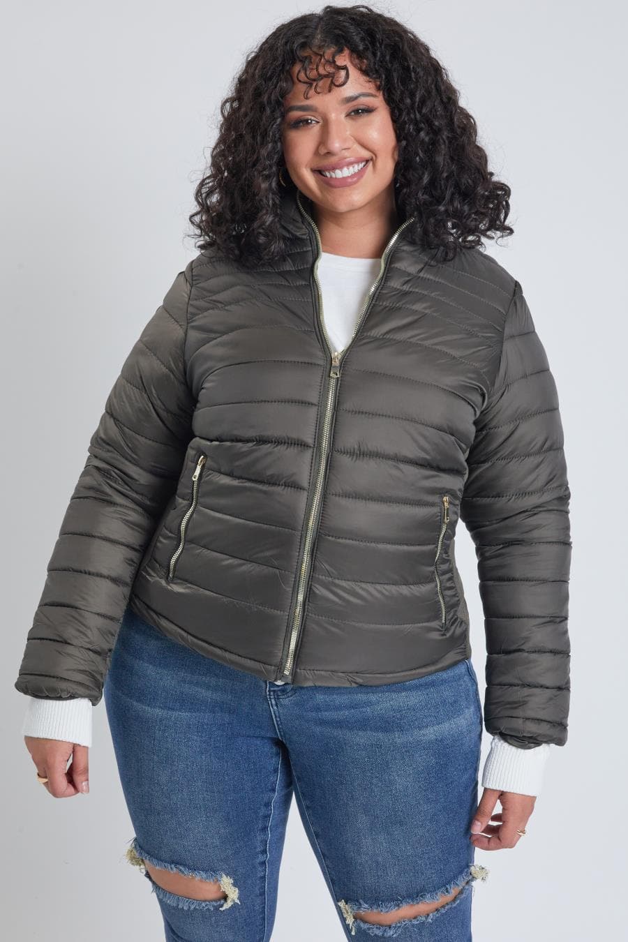 Women's Plus Winter Fitted Puffer Jacket