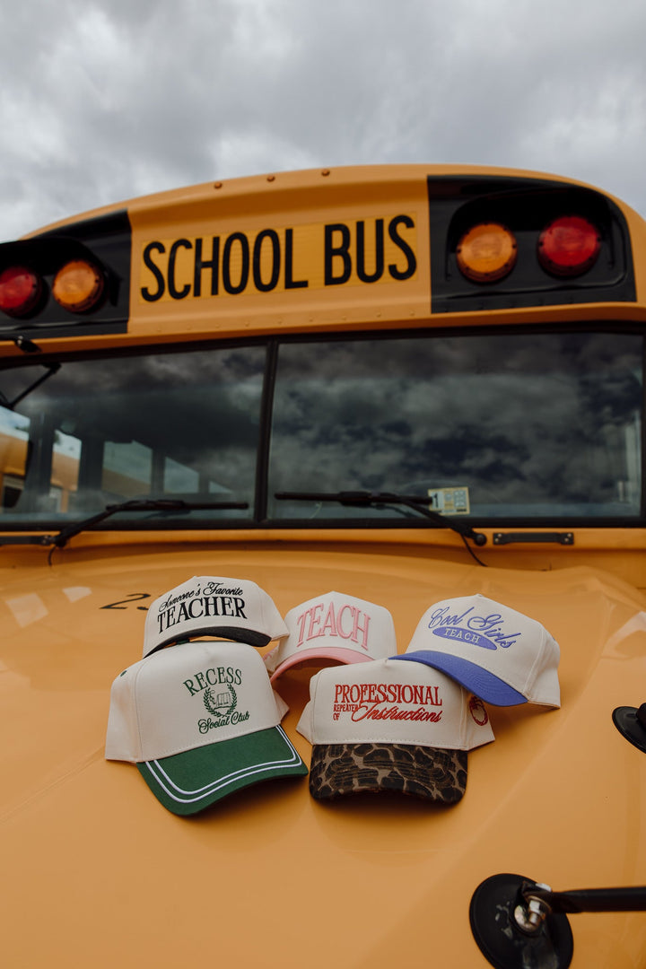 TEACH - Pink Vintage Trucker Hat
