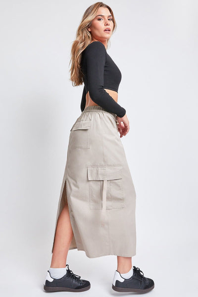 Women’s Poplin Maxi Drawcord Cargo Skirt