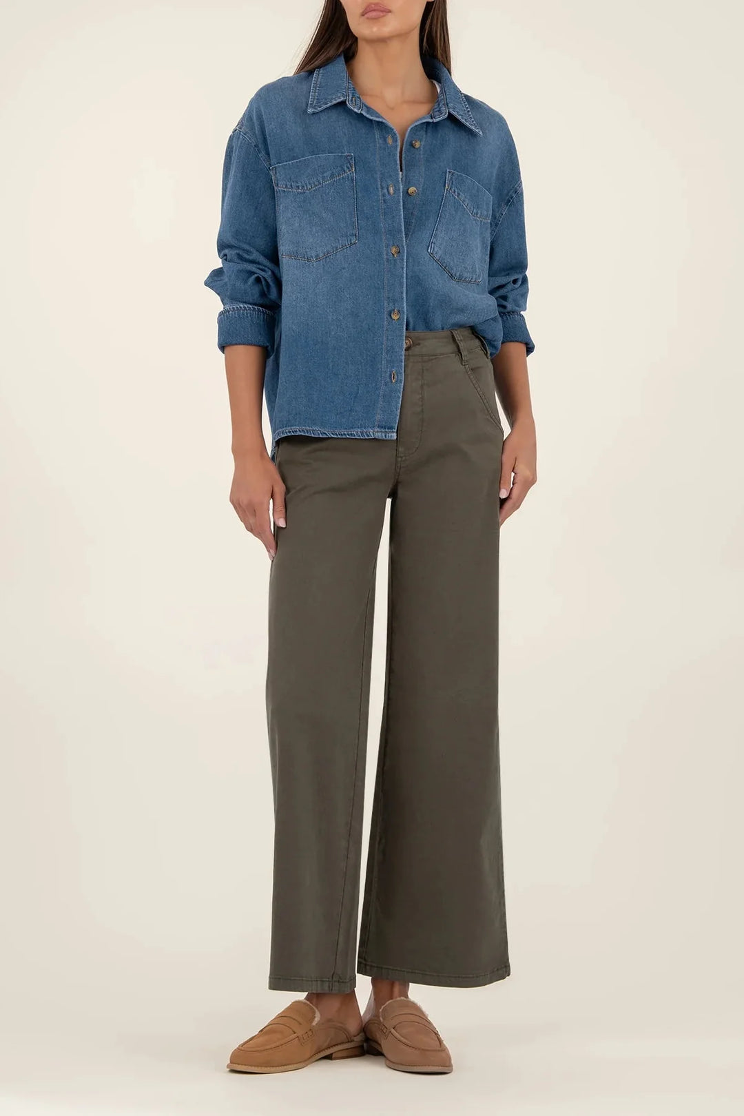 Gertie Button Down Denim Top