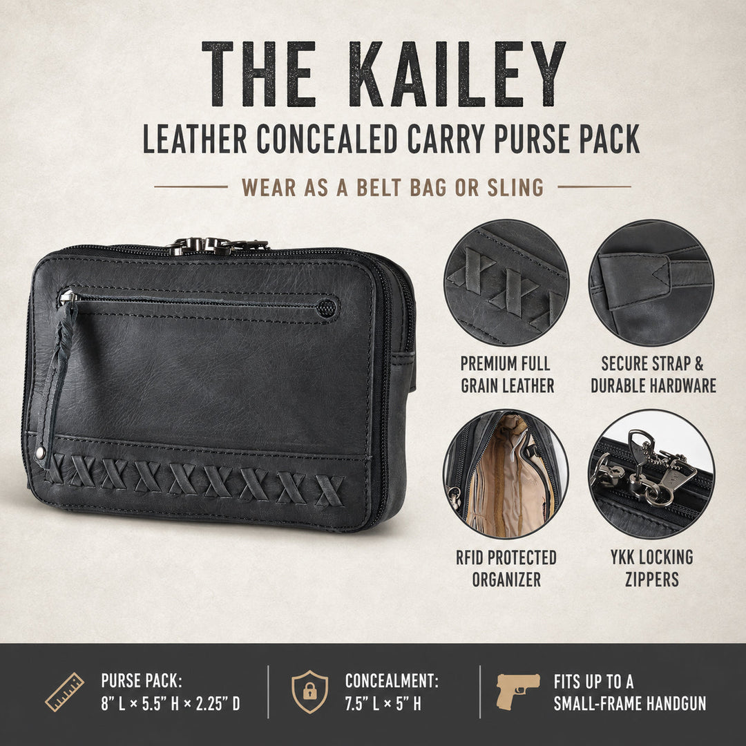 Concealed Carry Kailey Leather Fanny Pack/Sling by Lady Conceal
