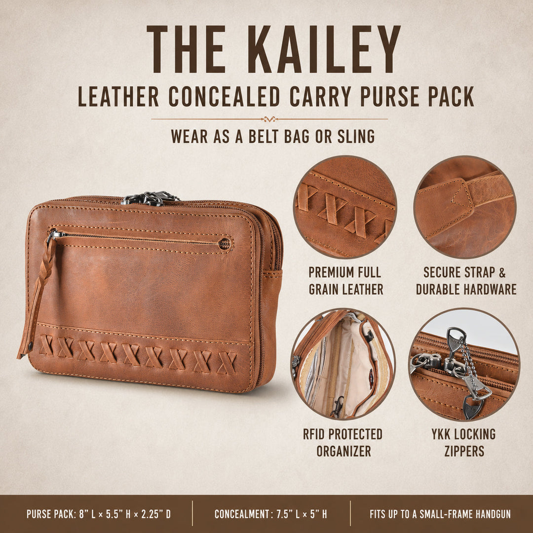 Concealed Carry Kailey Leather Fanny Pack/Sling by Lady Conceal