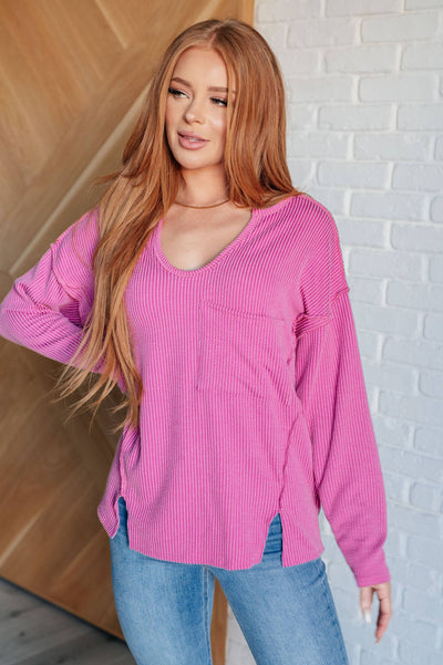 Kinda Sorta Ribbed Top in Magenta