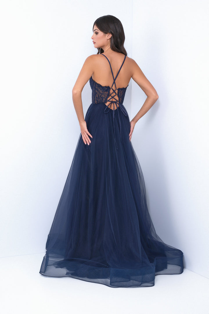 Dani Gown - Navy - Lace &amp; Tulle A-line Dress