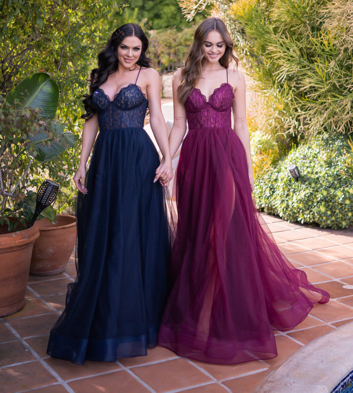 Dani Gown - Navy - Lace &amp; Tulle A-line Dress