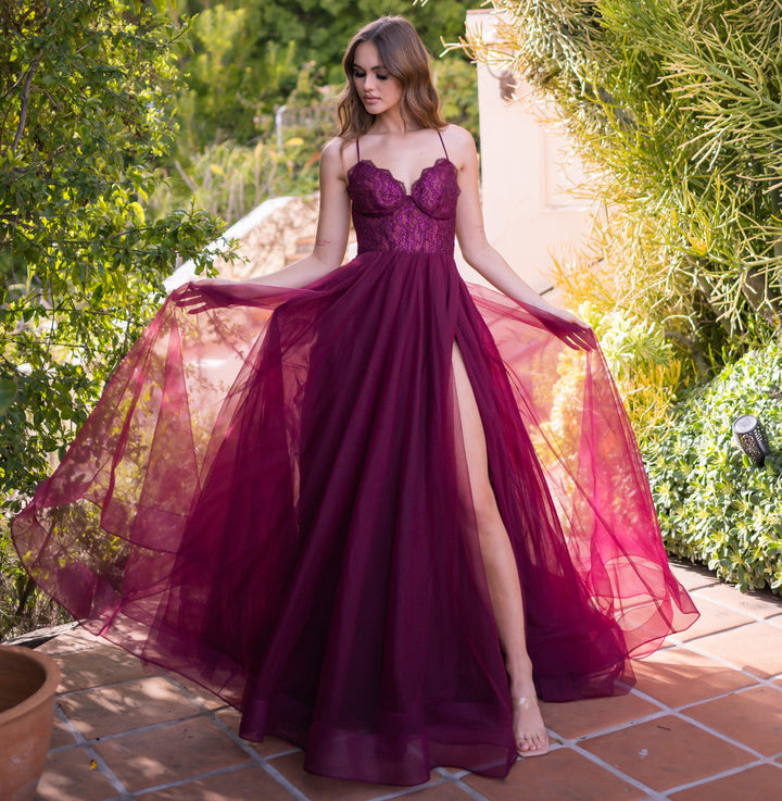 Dani Gown - Mulberry - Lace &amp; Tulle A-line Dress