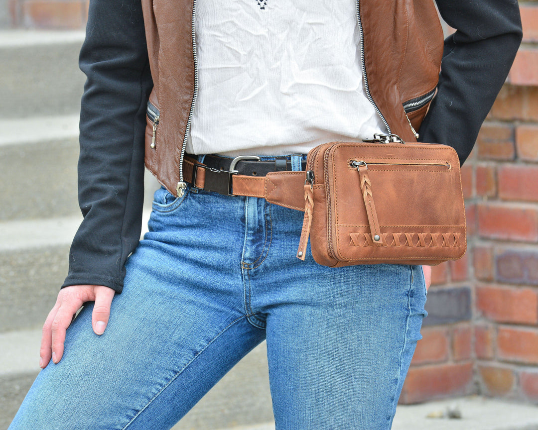 Concealed Carry Kailey Leather Fanny Pack/Sling by Lady Conceal