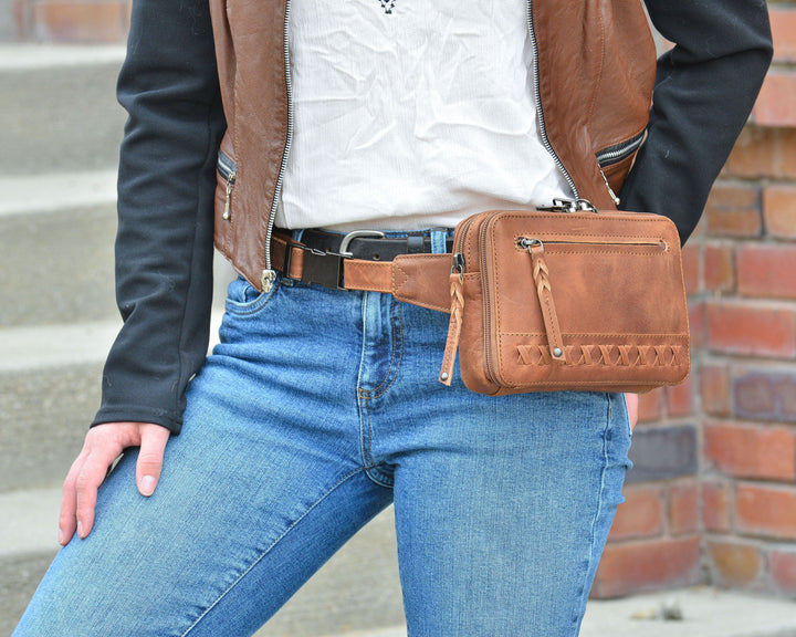 Concealed Carry Kailey Leather Fanny Pack/Sling by Lady Conceal