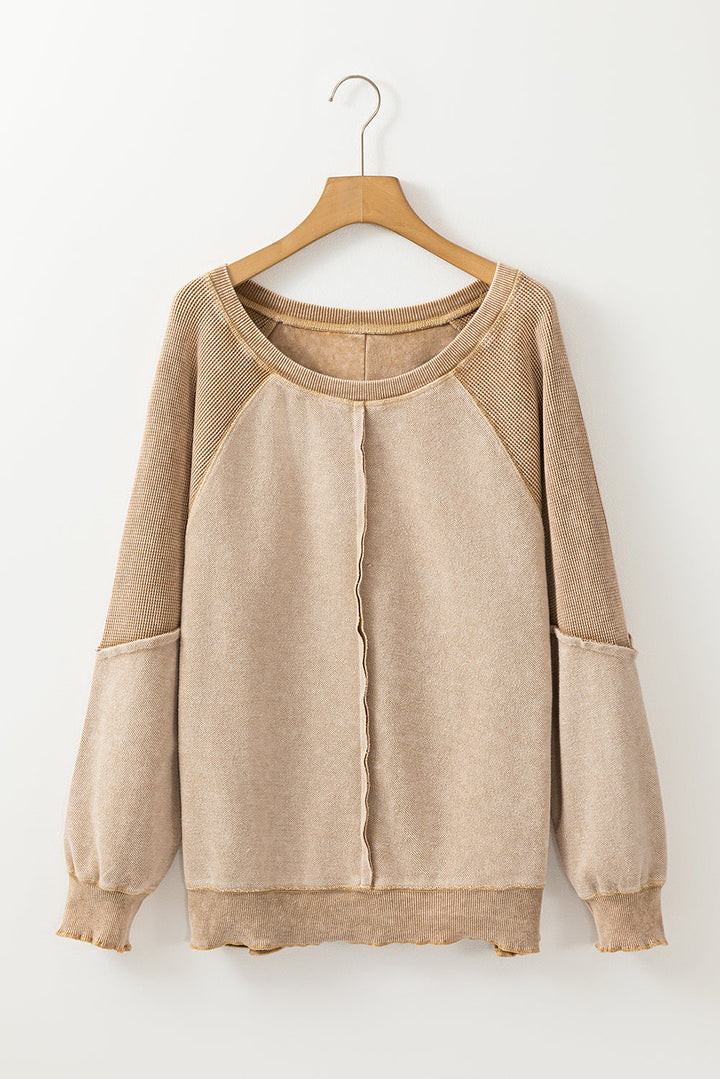 Jolie Waffle Exposed Seam Raglan Sweatshirt