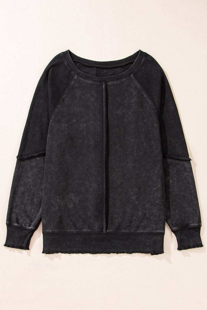 Jolie Waffle Exposed Seam Raglan Sweatshirt