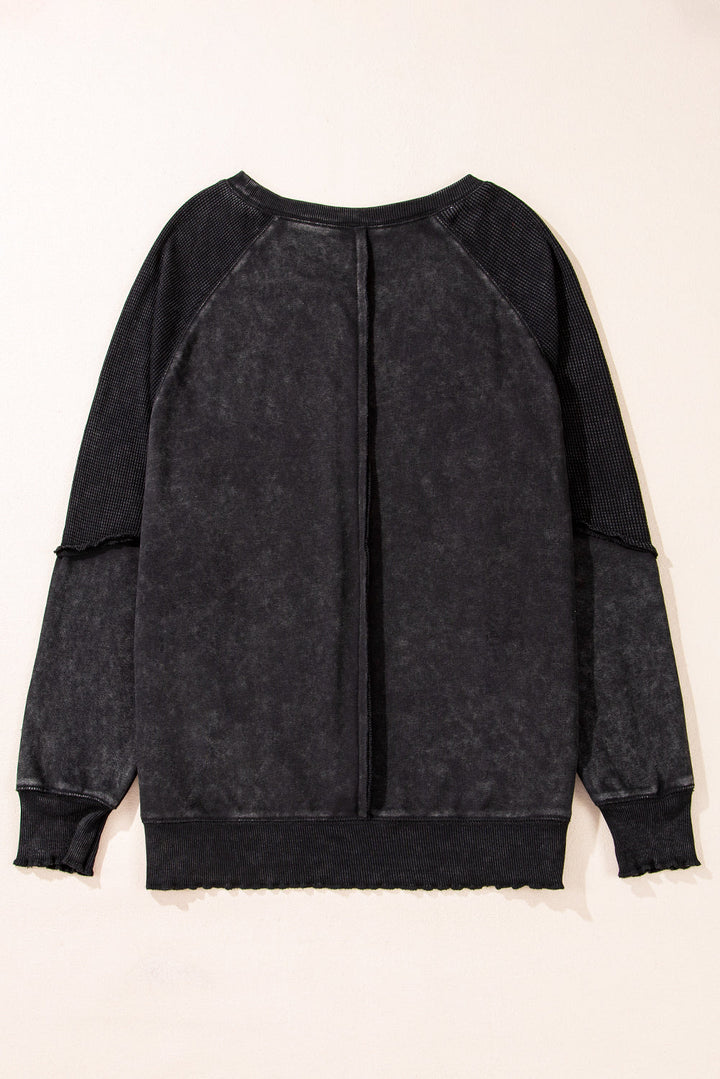 Jolie Waffle Exposed Seam Raglan Sweatshirt