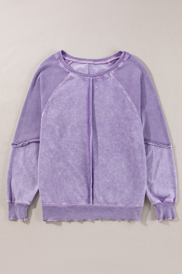 Jolie Waffle Exposed Seam Raglan Sweatshirt