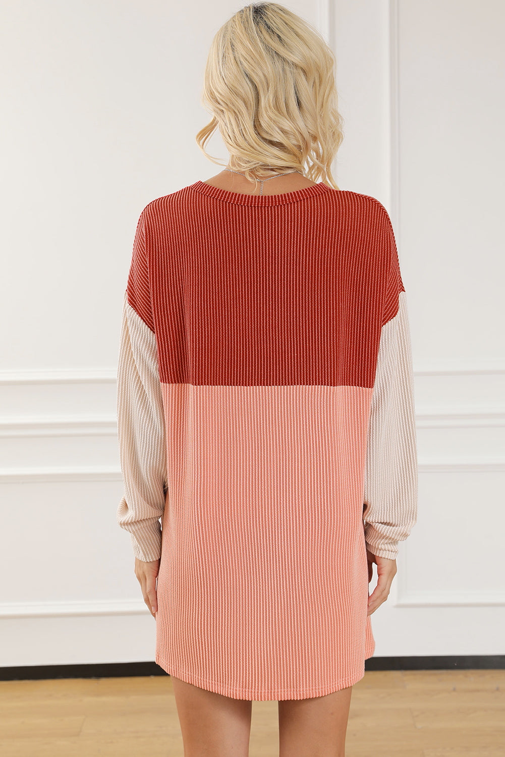 Eva Colorblock Corded Long Sleeve Mini Dress