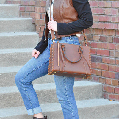 Concealed Carry Emma Leather Satchel by Lady Conceal