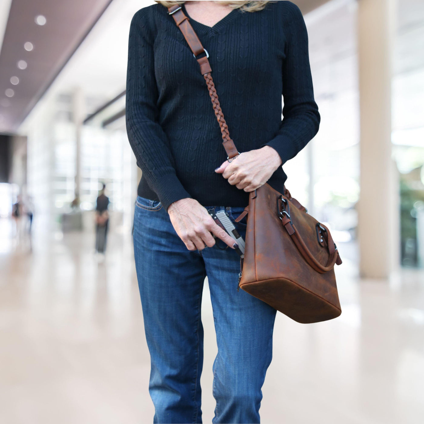 Concealed Carry Bailey Leather Satchel by Lady Conceal