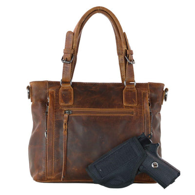 Concealed Carry Bailey Leather Satchel by Lady Conceal