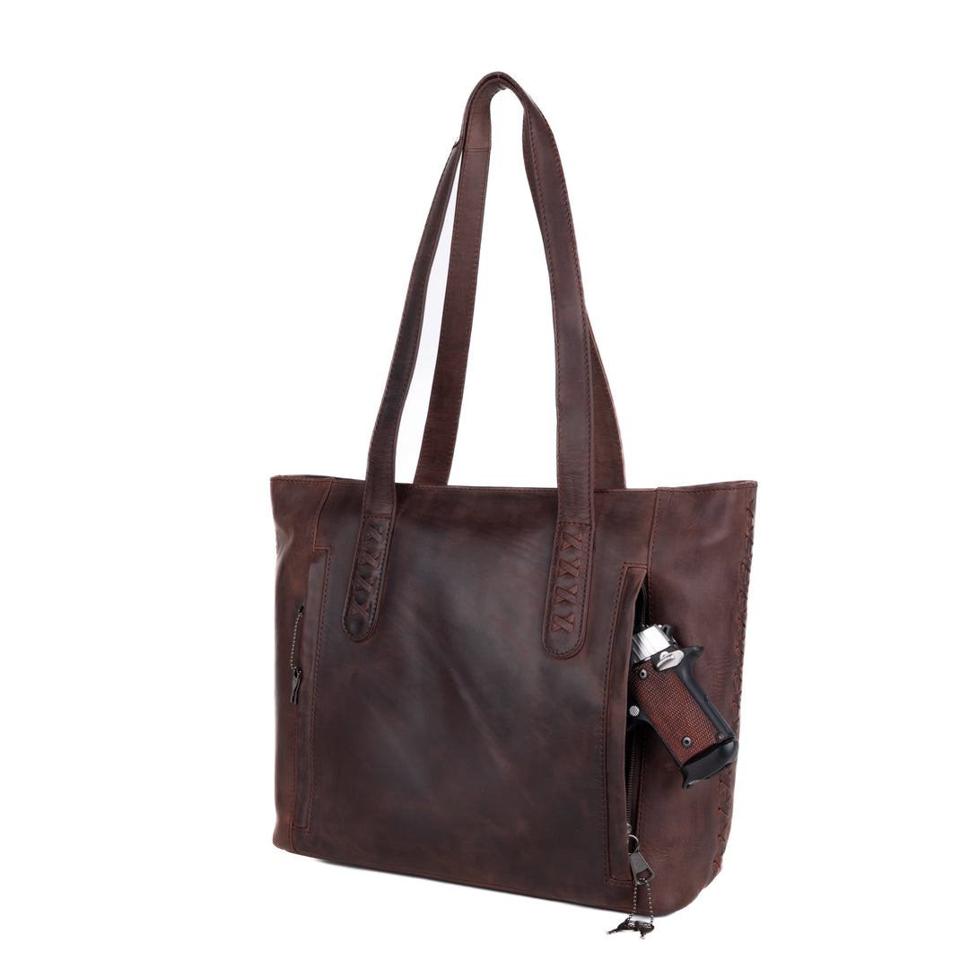 Concealed Carry Reagan Medium Leather Tote by Lady Conceal