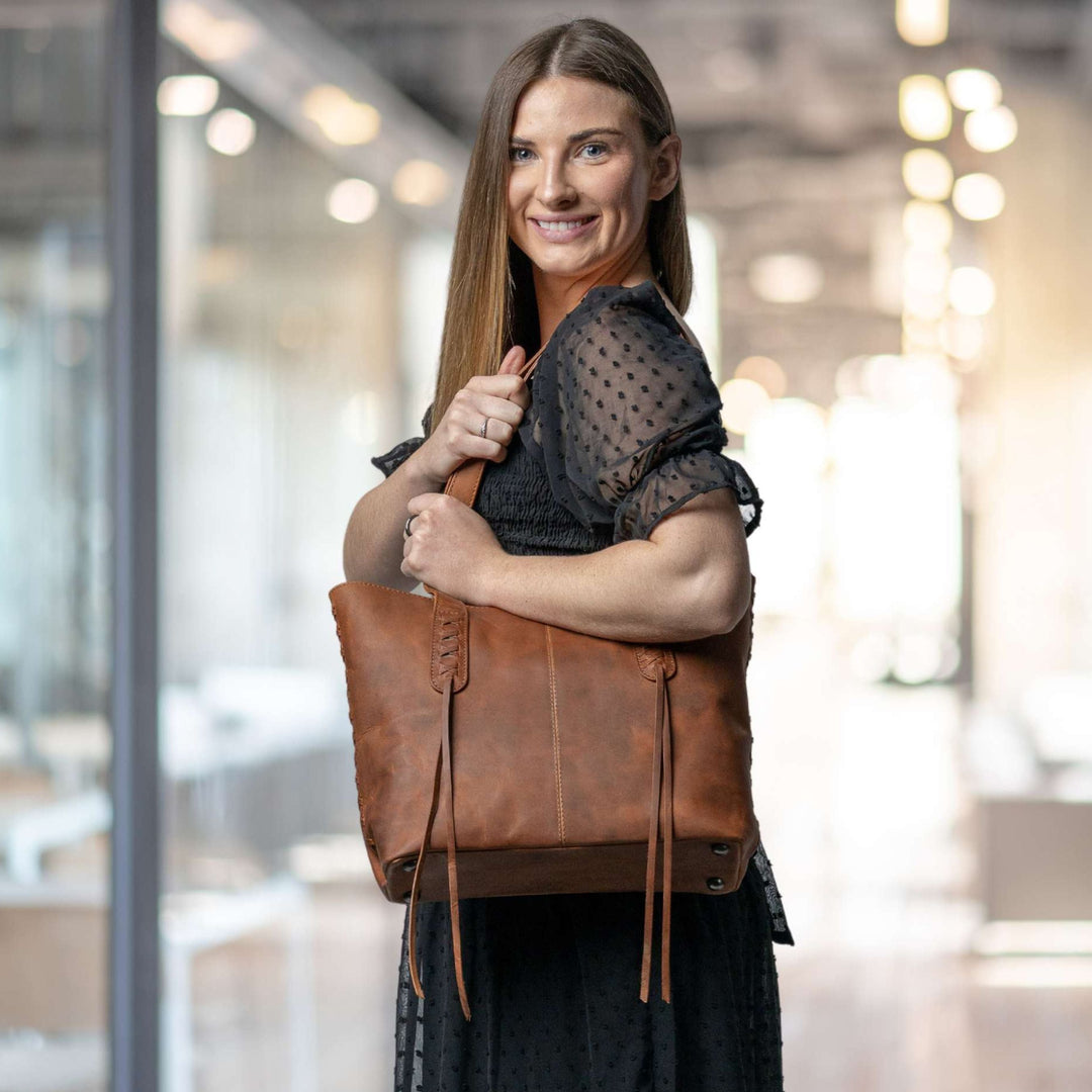Concealed Carry Reagan Medium Leather Tote by Lady Conceal