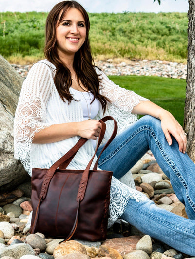 Concealed Carry Reagan Medium Leather Tote by Lady Conceal