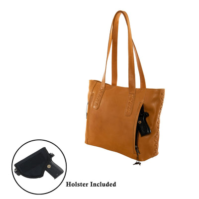 Concealed Carry Reagan Medium Leather Tote by Lady Conceal