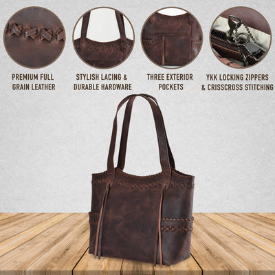 Concealed Carry Kendall Leather Tote by Lady Conceal