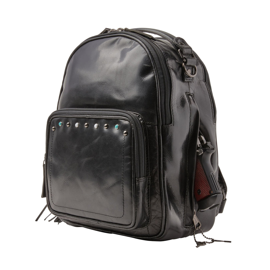 Concealed Carry Sawyer Leather Backpack by Lady Conceal