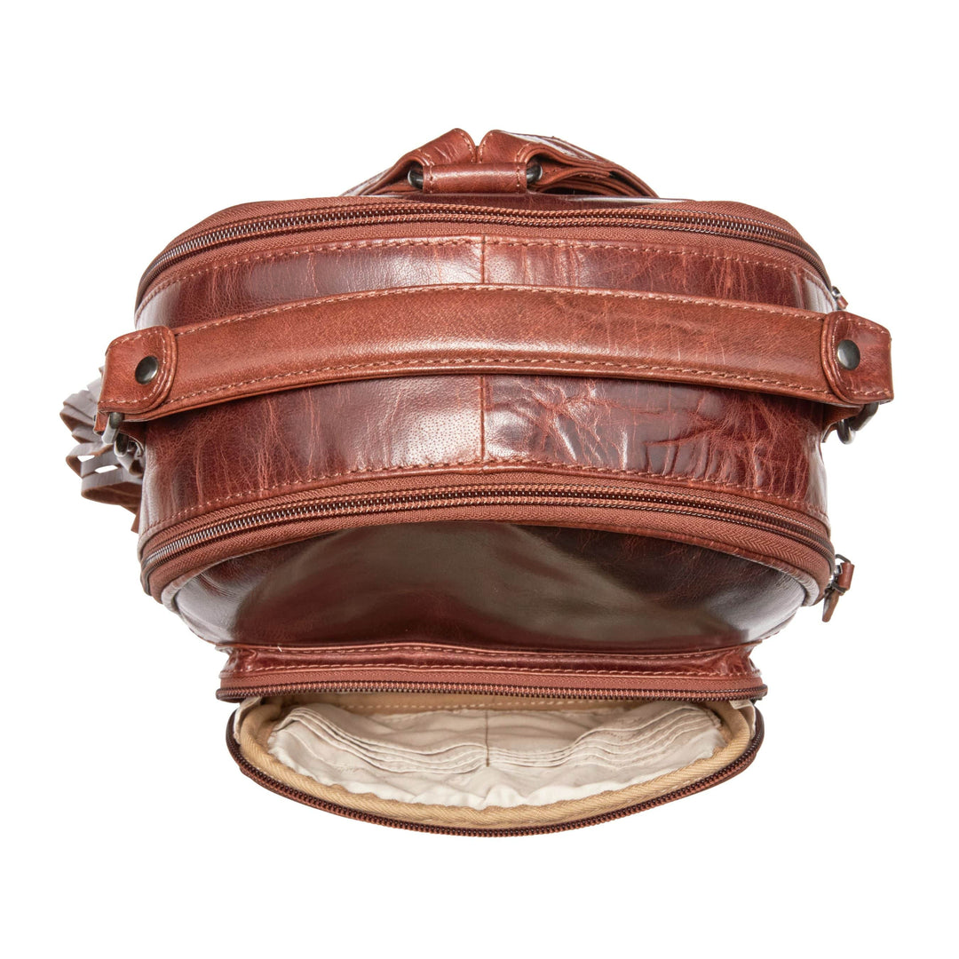 Concealed Carry Sawyer Leather Backpack by Lady Conceal