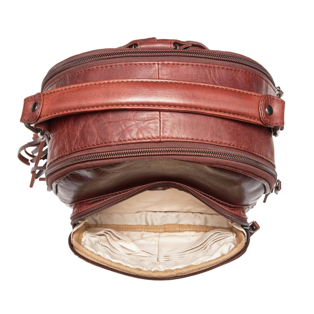 Concealed Carry Sawyer Leather Backpack by Lady Conceal