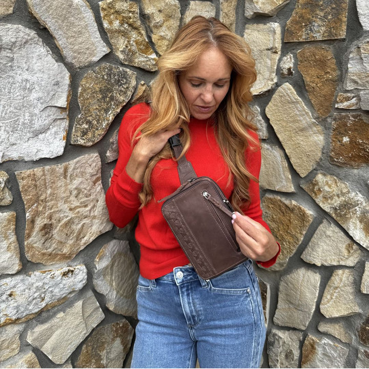 Concealed Carry Kailey Leather Fanny Pack/Sling by Lady Conceal