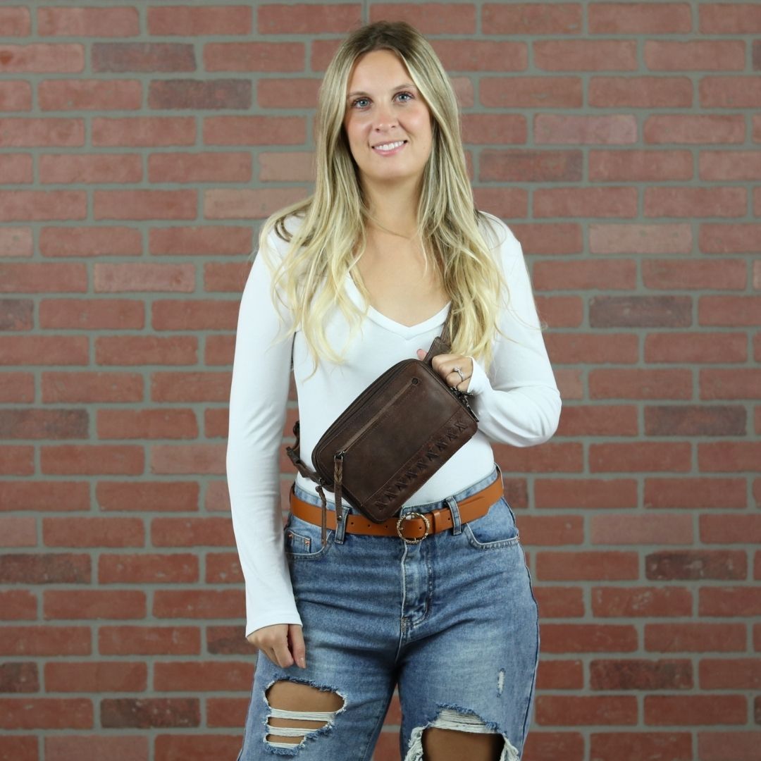 Concealed Carry Kailey Leather Fanny Pack/Sling by Lady Conceal