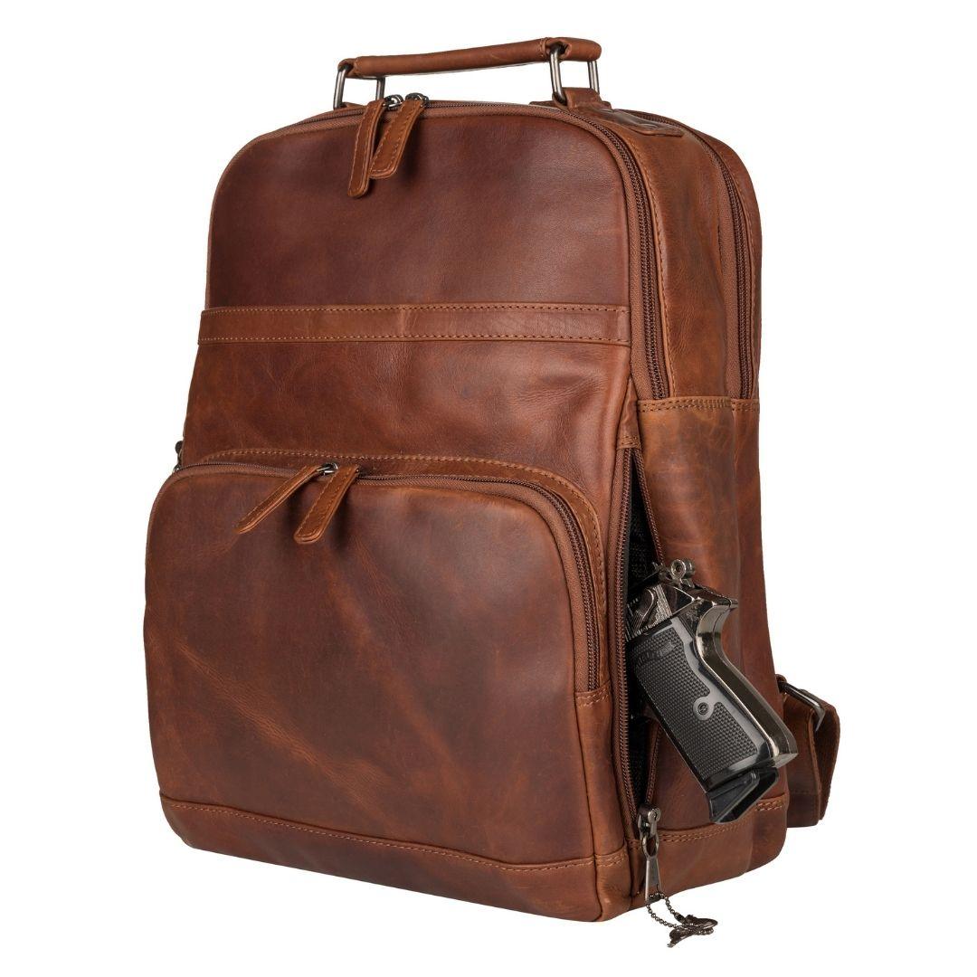 Concealed Carry Quinn Unisex Leather Backpack