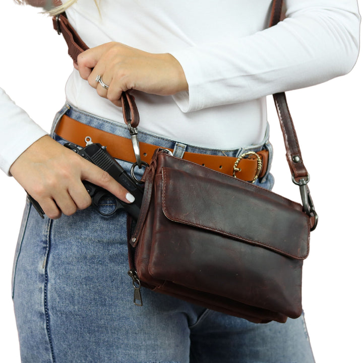 Concealed Carry Natasha Leather Crossbody by Lady Conceal