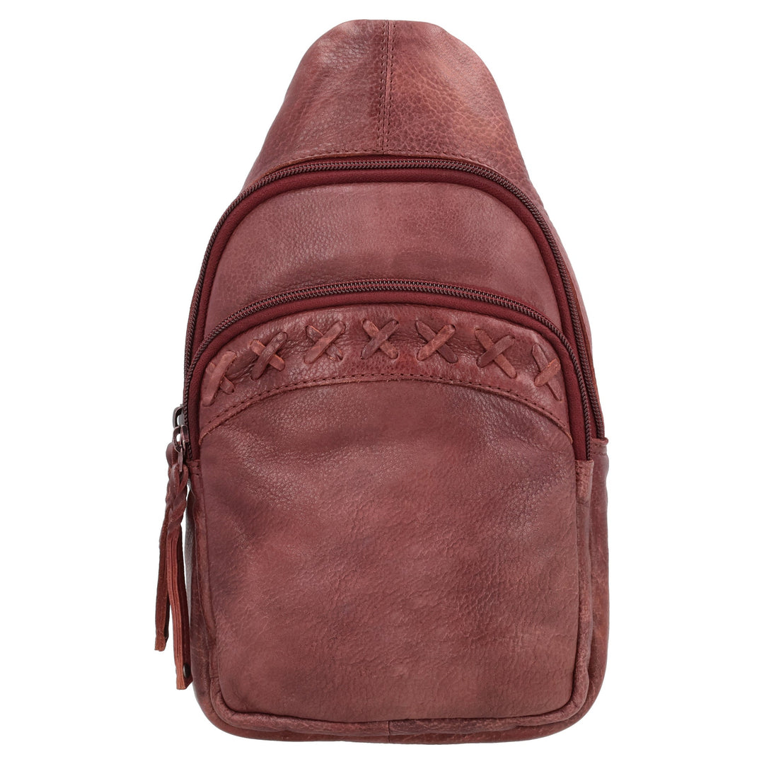 Concealed Carry Unisex Taylor Sling Leather Backpack by Lady Conceal