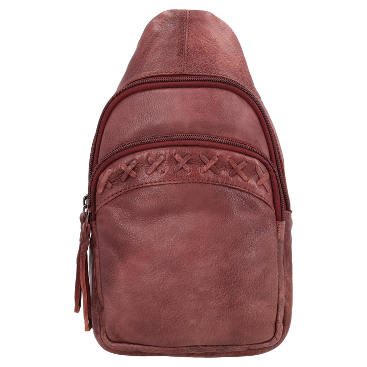 Concealed Carry Unisex Taylor Sling Leather Backpack by Lady Conceal