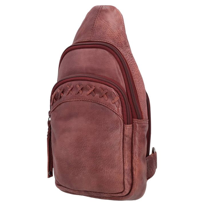 Concealed Carry Unisex Taylor Sling Leather Backpack by Lady Conceal