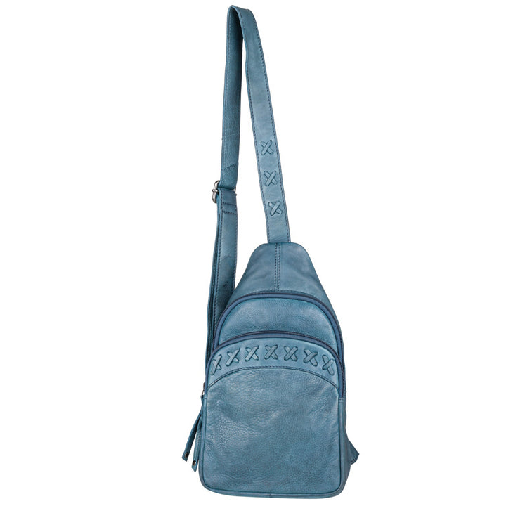 Concealed Carry Unisex Taylor Sling Leather Backpack by Lady Conceal