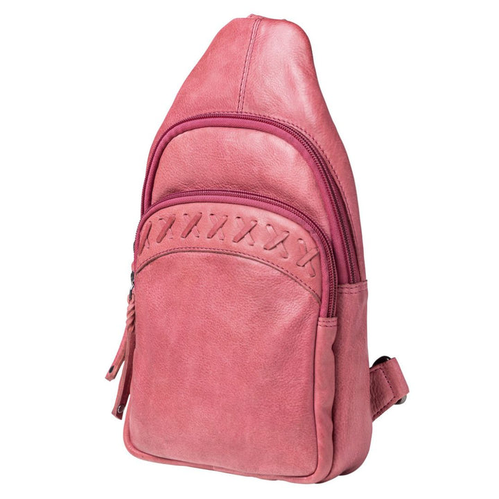 Concealed Carry Unisex Taylor Sling Leather Backpack by Lady Conceal
