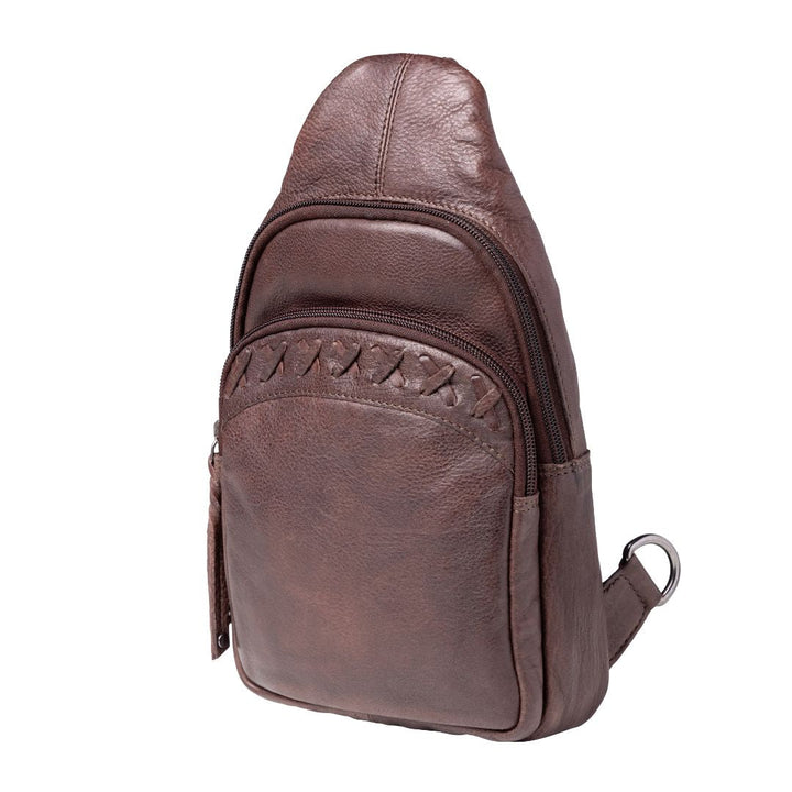Concealed Carry Unisex Taylor Sling Leather Backpack by Lady Conceal