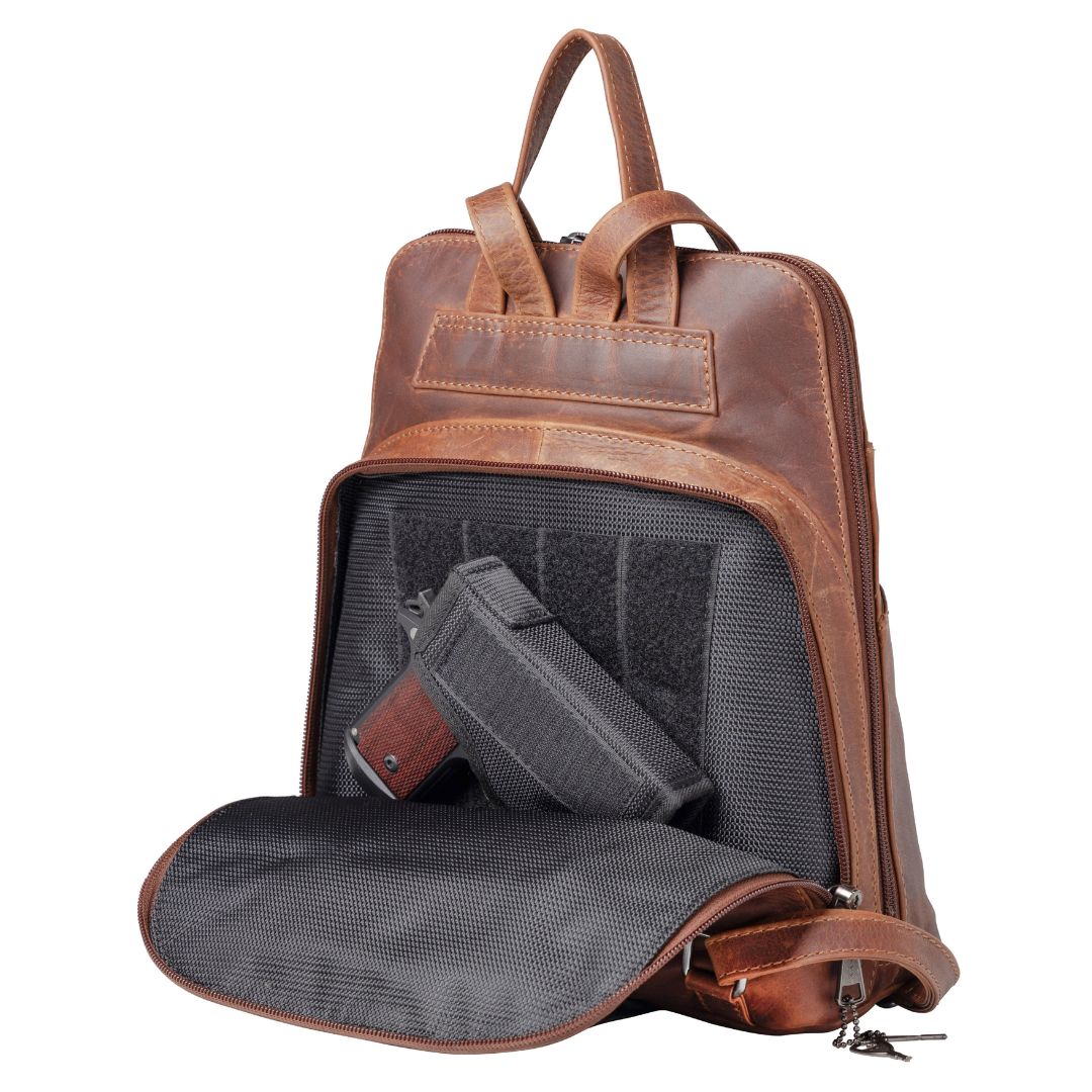 Concealed Carry Jayden Leather Backpack by Lady Conceal