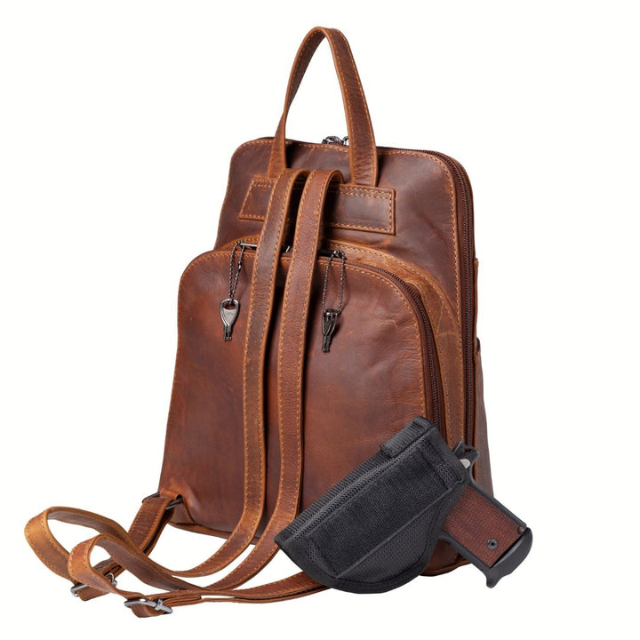 Concealed Carry Jayden Leather Backpack by Lady Conceal