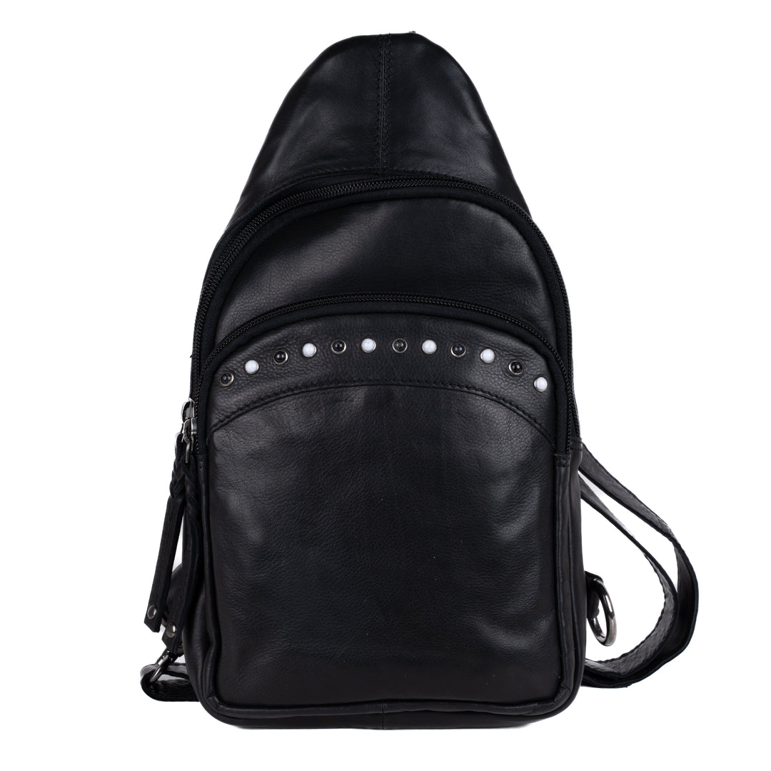 Concealed Carry Haven Sling Leather Backpack by Lady Conceal