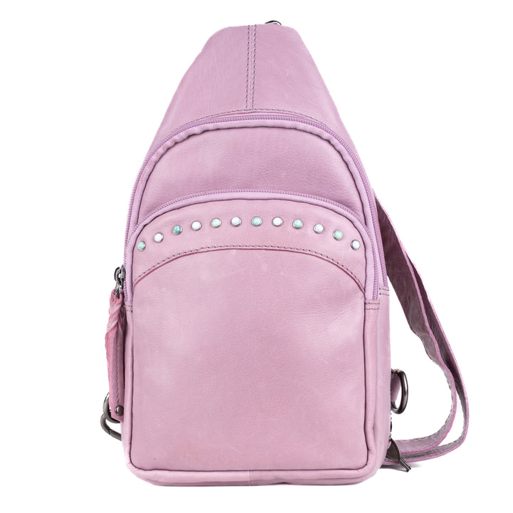 Concealed Carry Haven Sling Leather Backpack by Lady Conceal