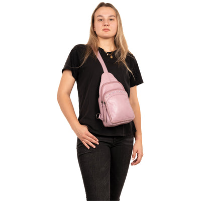 Concealed Carry Haven Sling Leather Backpack by Lady Conceal